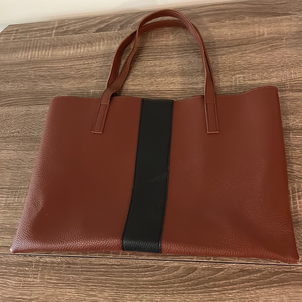 Maroon Leather Tote Bag